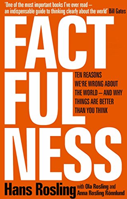 Book cover: Factfulness: 10 reasons we're wrong about the world – and why things are better than you think.