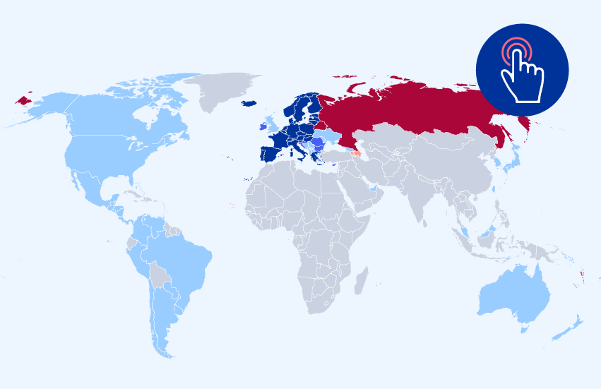 Mappa tad-dinja li turi l-pajjiżi tal-UE u taż-ŻEE (Żona Ekonomika Ewropea) li joħorġu viżi ta' Schengen u l-pajjiżi mhux tal-UE li għandhom eżenzjoni jew ftehim għall-faċilitazzjoni tal-viża mal-Unjoni Ewropea.