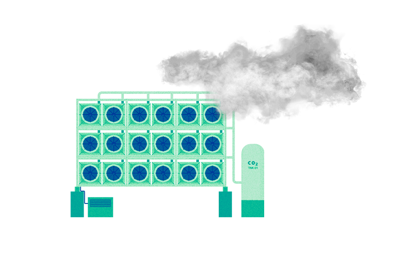 Eine Industrieanlage zur CO₂-Entnahme.
