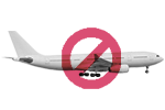 An airplane covered by a prohibition sign.