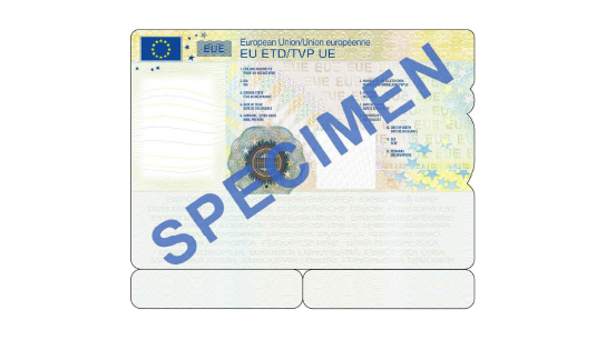 EU emergency travel document sticker