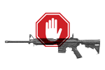 A gun and a stop sign.