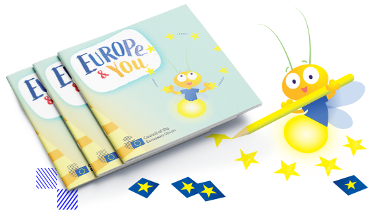 Juki és az „Európa és te” című kiadvány.